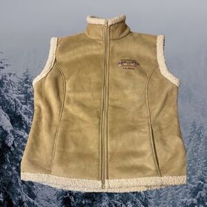Sherpa-Lined Faux Suede Vest | XL